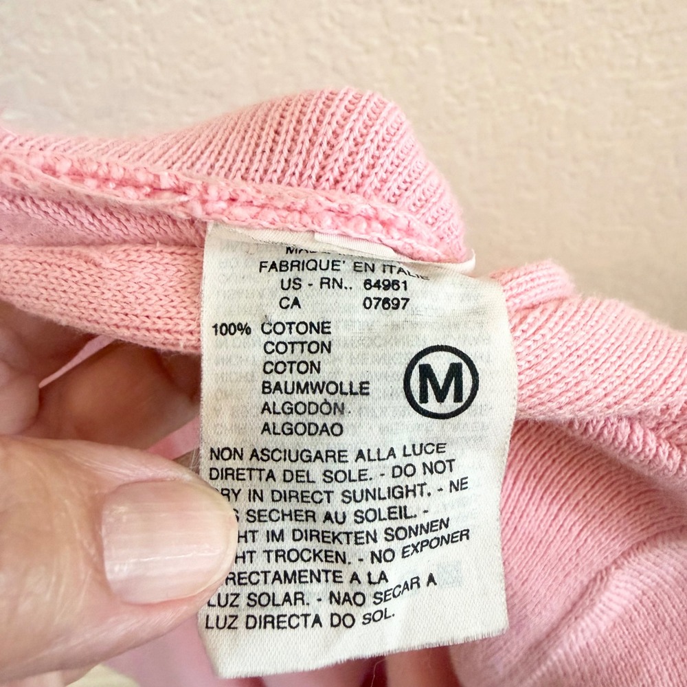 United Colors of Benetton Pink Cotton Scalloped V-Neck Sweater Made in Italy M - Picture 10 of 12